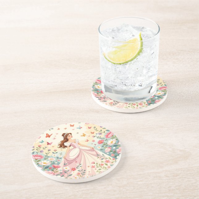 Cute princess with butterflies coaster (Side)