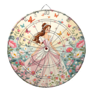 Cute princess with butterflies dartboard