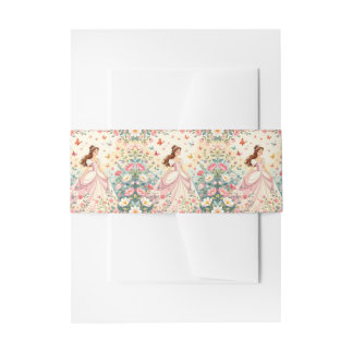 Cute princess with butterflies invitation belly band