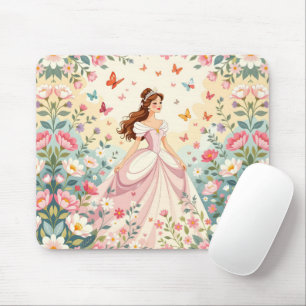Cute princess with butterflies mouse mat