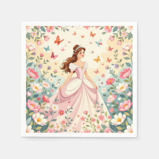 Cute princess with butterflies napkin