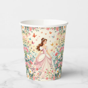 Cute princess with butterflies paper cups