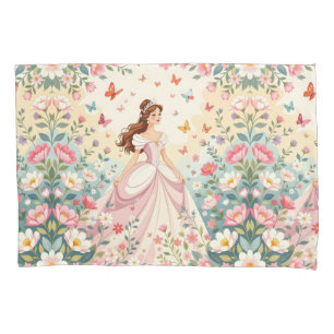 Cute princess with butterflies pillowcase