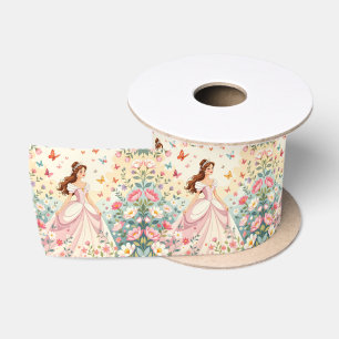 Cute princess with butterflies satin ribbon