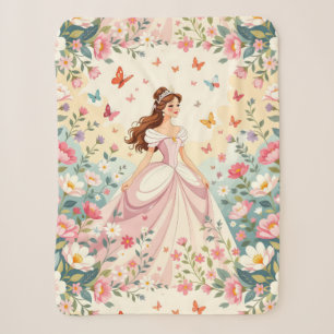 Cute princess with butterflies sherpa blanket