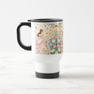 Cute princess with butterflies travel mug