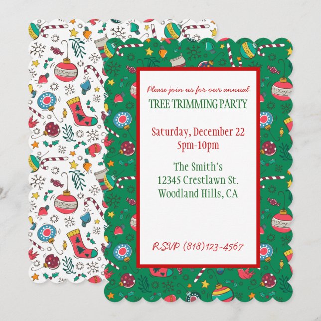 Cute Print Christmas Party Invitation (Front/Back)