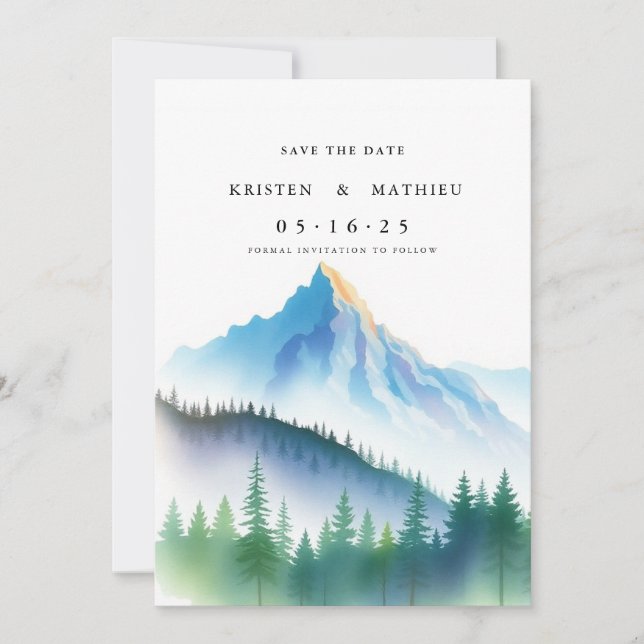 Cute Printable Mountain Save The Date (Front)