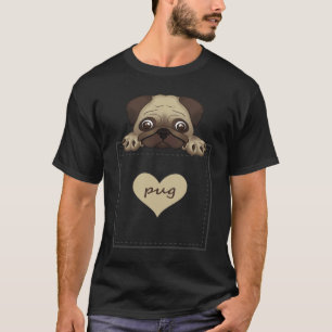cute printed pug in pocket men women girls boys T-Shirt
