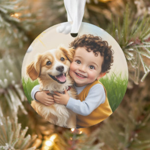 Cute Prints and Hearts Frame Custom Pet Photo Ornament