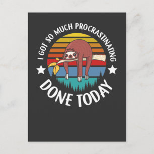 Cute Procrastinating Sloth Relaxing Napping Humour Postcard