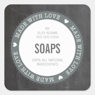 CUTE PRODUCT LABEL made with love chalkboard grey
