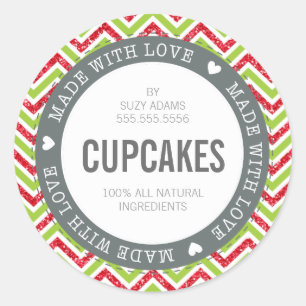 CUTE PRODUCT LABEL made with love chevron glitter