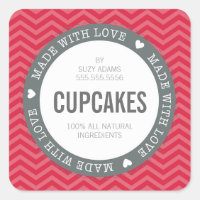 CUTE PRODUCT LABEL made with love chevron red