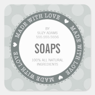 CUTE PRODUCT LABEL made with love polka dot grey