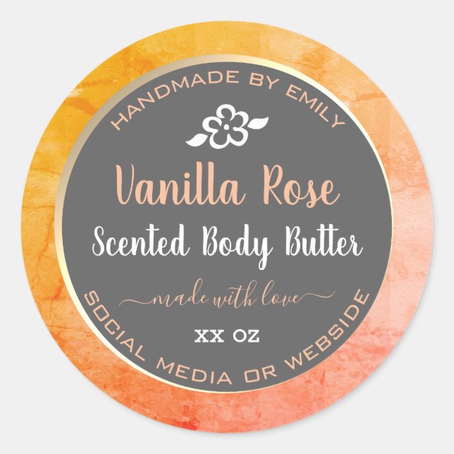 Cute Product Packaging Labels Orange Vanilla  Rose (Front)