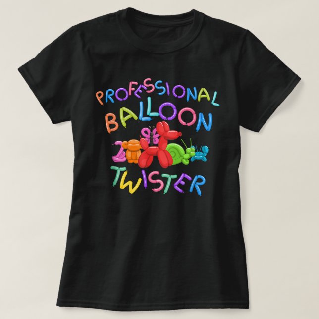 Cute Professional Balloon Animal Twister Party Gif T-Shirt (Design Front)