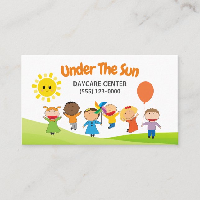 Cute Professional Childcare Daycare Babysitter Business Card (Front)