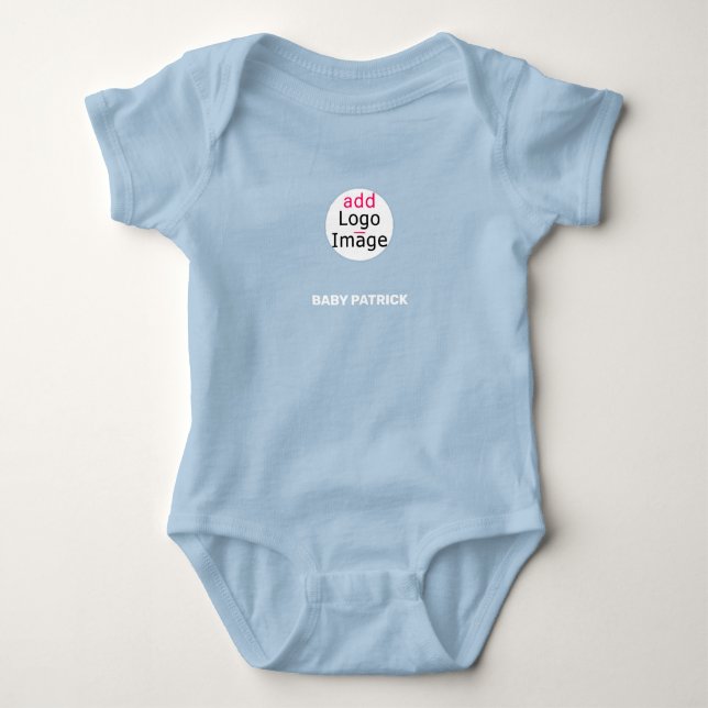 Cute Professional Custom Personalised Pale Blue Baby Bodysuit (Front)