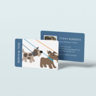 Cute Professional Dog Walker Pet Sitting Photo Business Card