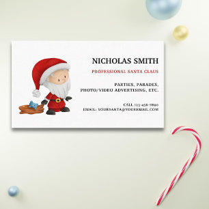 Cute Professional Santa Claus with Toys Christmas Business Card