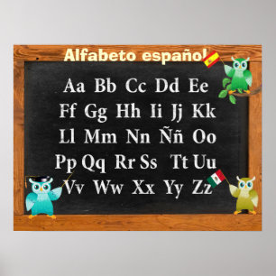Cute Professor Owl Buho Alfabeto español Poster