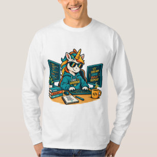 Cute Programmer Unicorn Coding Laptop Sticker T-Shirt