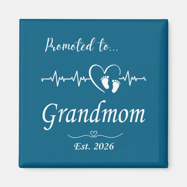 Cute Promoted Grandmom Est Baby Announcement Magnet (Front)
