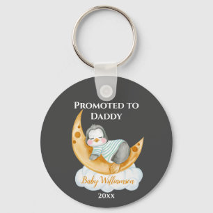 Cute Promoted to Daddy Baby Penguin Key Ring