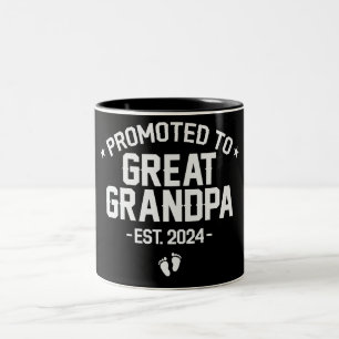 Cute Promoted To Great Grandpa Est. 2024 Two-Tone Coffee Mug