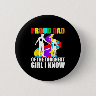 Cute proud dad of the toughest girl puzzle autism 6 cm round badge