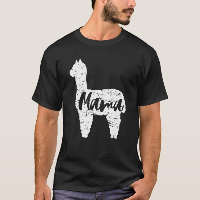 Cute Proud Mama Llama Alpaca Happy Mothers Day T-Shirt (Front)