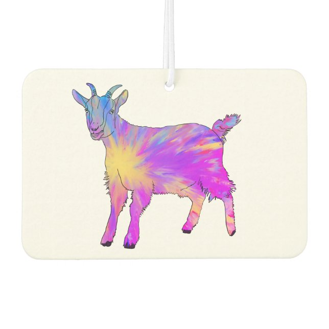 Cute Psychedelic Goat Funky Colourful Artsy Animal Car Air Freshener (Front)