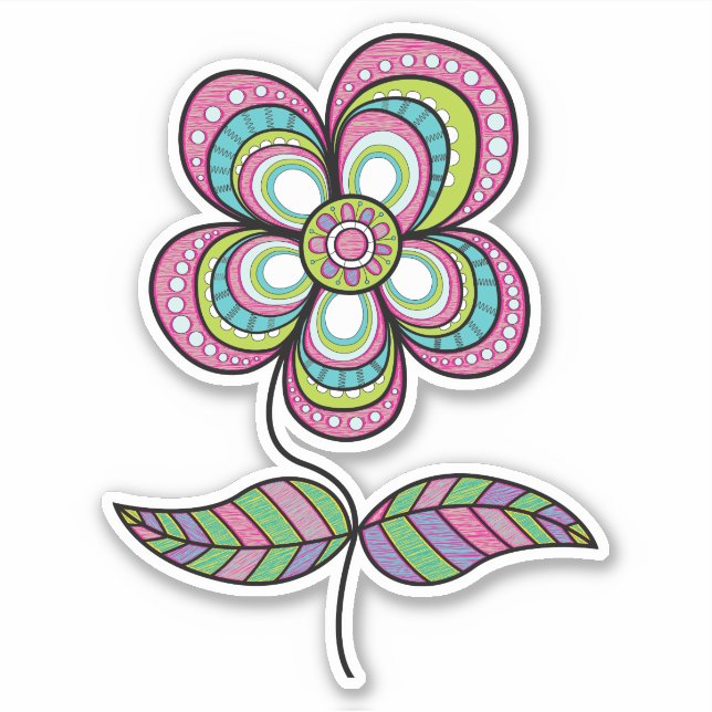 Cute Psychedelic Vintage Flower Art (Front)