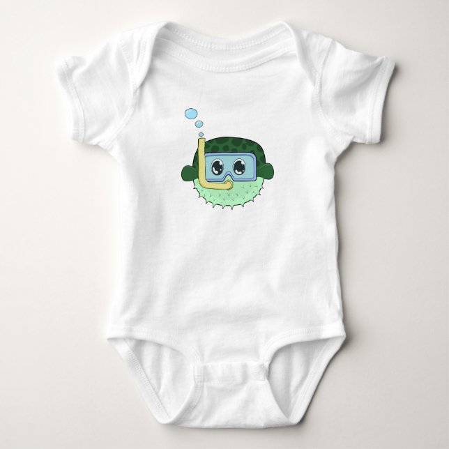 Cute Puffer Fish  Baby Bodysuit (Front)