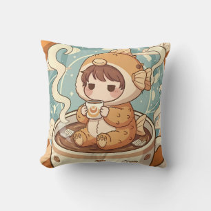 Cute Puffer Fish Coffee & Reading Art Cushion