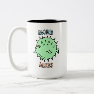 Cute Puffer Fish More Hugs Two-Tone Coffee Mug