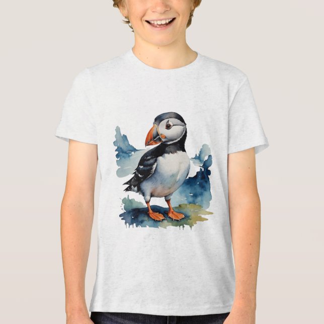 Cute puffin bird Tri-Blend shirt (Front)