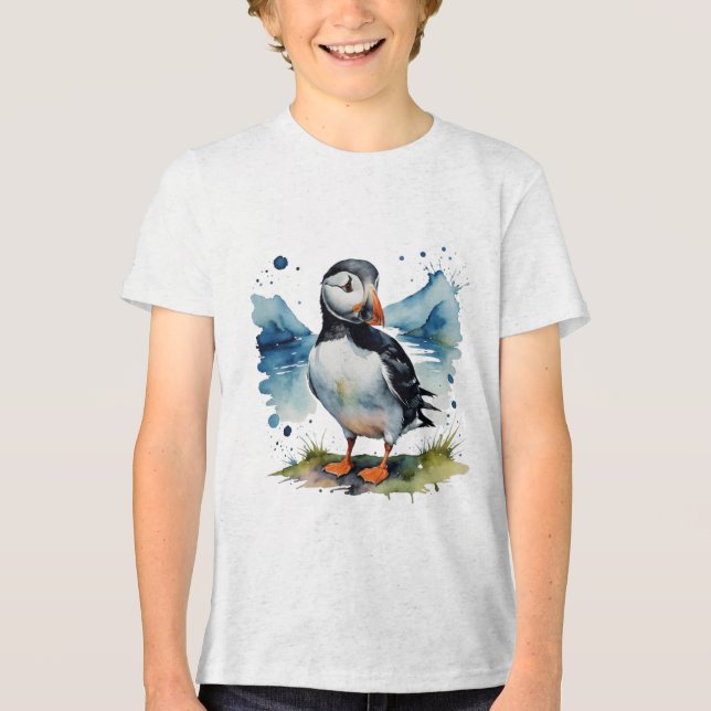 Cute puffin bird Tri-Blend shirt (Front)