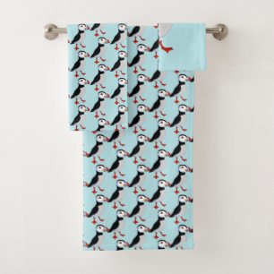 Cute Puffin Design Bath Towel Set