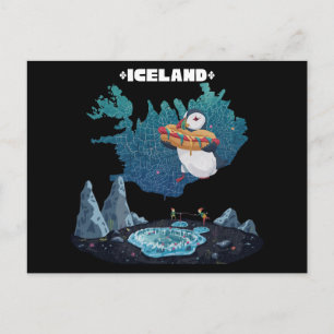 Cute Puffin Eating Icelandic Hot Dog Postcard