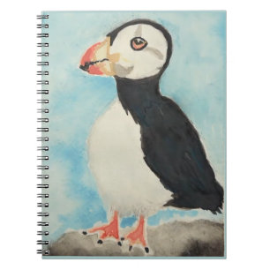 Cute Puffin Watercolor Alaska Animal Art Notebook