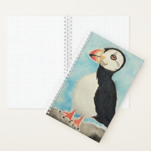 Cute Puffin Watercolor Alaska Animal Art Notebook