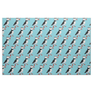 Cute Puffins Tiled Design Fabric