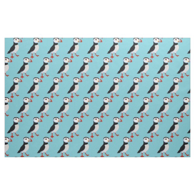 Cute Puffins Tiled Design Fabric (Yard)
