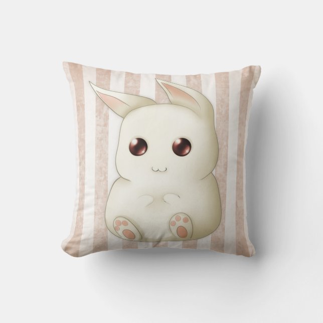 Cute Puffy Kawaii Bunny Rabbit Cushion (Front)