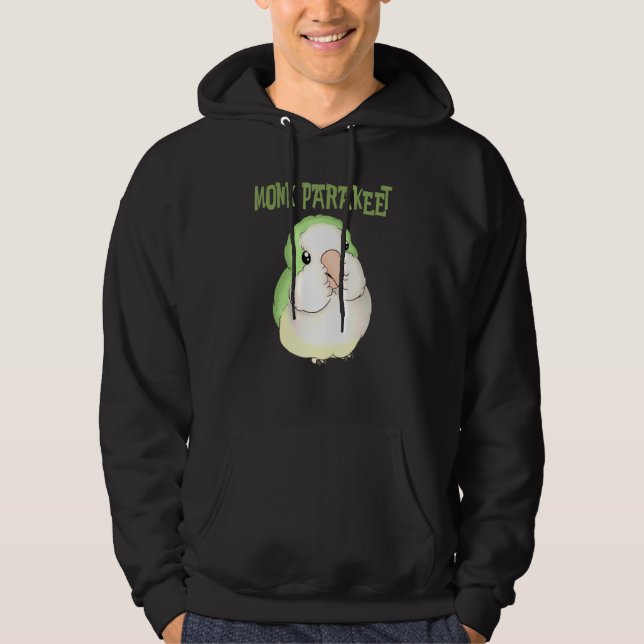 Cute Puffy Monk Parakeet Quaker Parrot Bird Hoodie (Front)