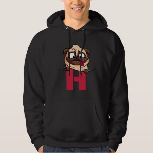 Cute Pug alphabet, letter H , dog alphabet Active Hoodie