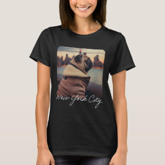 Cute Pug and Autumn Winds of New York City T-Shirt