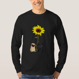 Cute Pug Are My Sunshine Sunflower Mum Mother's Da T-Shirt